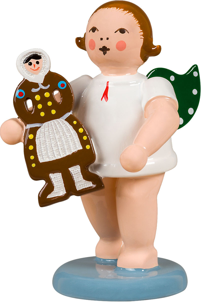 Ellmann Engel mit Olbernhauer Marktfigur - Pfefferkuchenfrau, ohne Krone Ellmann Engel mit Olbernhauer Marktfigur - Pfefferkuchenfrau, ohne Krone