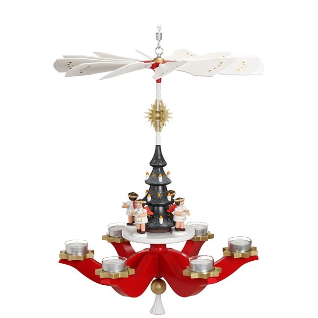 Zeidler Hängepyramide mit Engeln, Rot, 6-armig Zeidler Hängepyramide mit Engeln, Rot, 6-armig