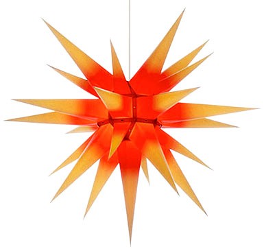 Herrnhuter Stern I7, gelb mit rotem Kern - 70 cm