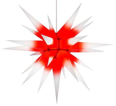 Herrnhuter Stern I7, weiß mit rotem Kern - 70 cm