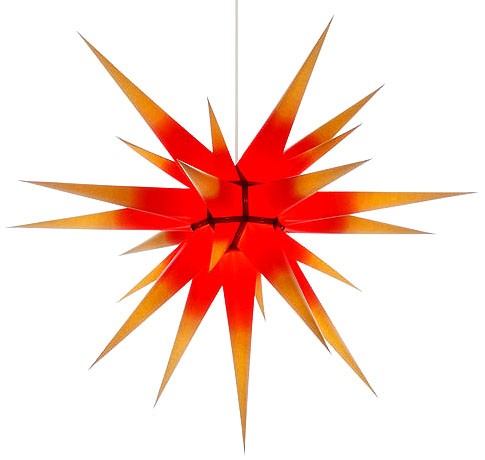 Herrnhuter Stern I8, gelb mit rotem Kern - 80 cm