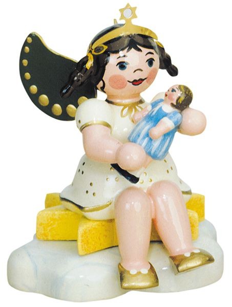 Hubrig Volkskunst Engel mit Puppe, sitzend Hubrig Volkskunst Engel mit Puppe, sitzend