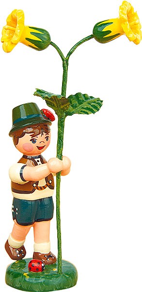 Hubrig Volkskunst Blumenkind - Junge mit Schlüsselblume Hubrig Volkskunst Blumenkind - Junge mit Schlüsselblume