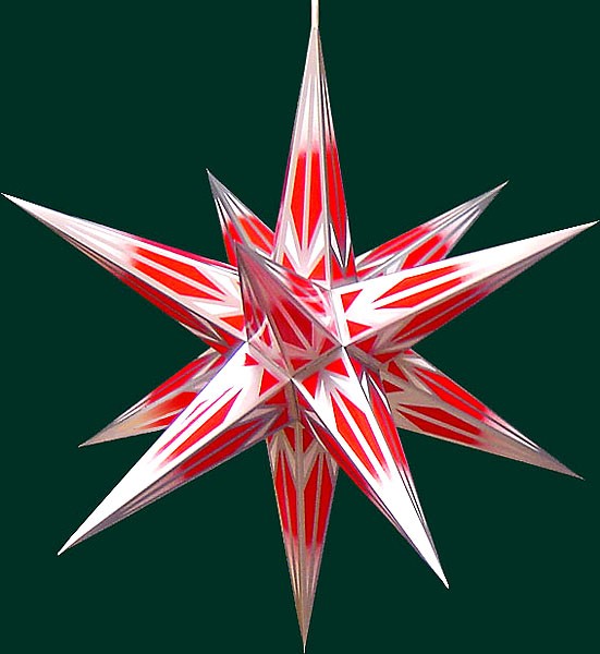 Haßlauer Adventsstern, rot/weiß mit Silbermuster für innen Haßlauer Adventsstern, rot/weiß mit Silbermuster für innen