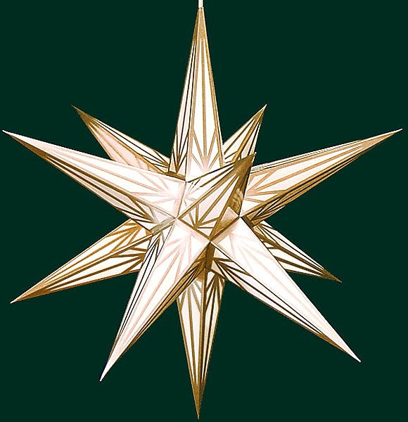 Haßlauer Adventsstern, weiß mit Goldmuster für innen Haßlauer Adventsstern, weiß mit Goldmuster für innen