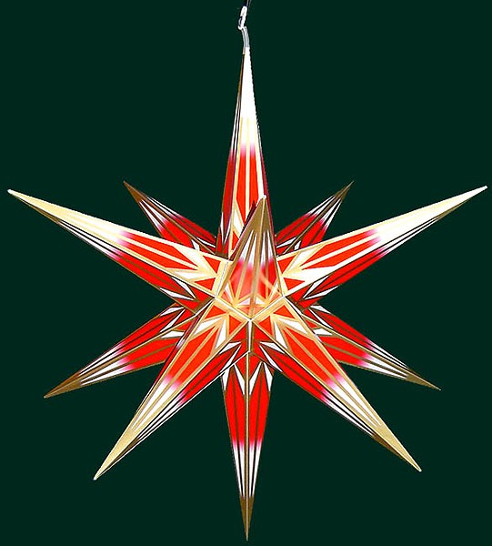 Haßlauer Advent-Außenstern, rot/weiß mit Goldmuster, 75cm Haßlauer Advent-Außenstern, rot/weiß mit Goldmuster, 75cm