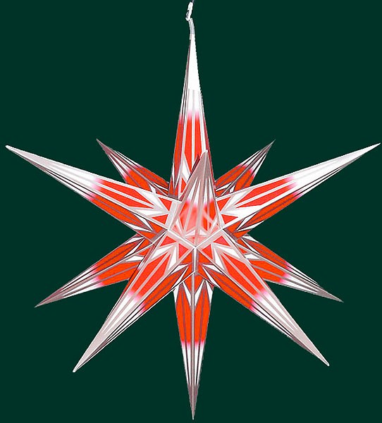 Haßlauer Advent-Außenstern, rot/weiß mit Silbermuster, 75cm Haßlauer Advent-Außenstern, rot/weiß mit Silbermuster, 75cm
