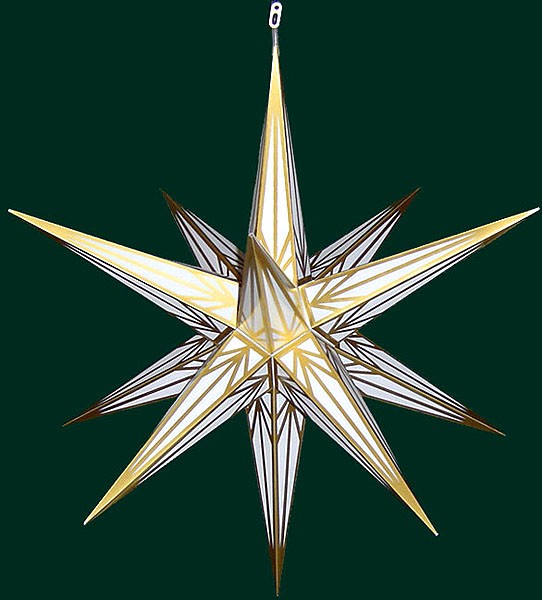 Haßlauer Advent-Außenstern, weiß mit Goldmuster, 75cm Haßlauer Advent-Außenstern, weiß mit Goldmuster, 75cm