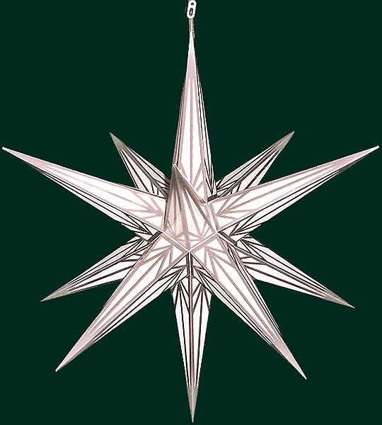 Haßlauer Advent-Außenstern, weiß mit Silbermuster, 75cm Haßlauer Advent-Außenstern, weiß mit Silbermuster, 75cm
