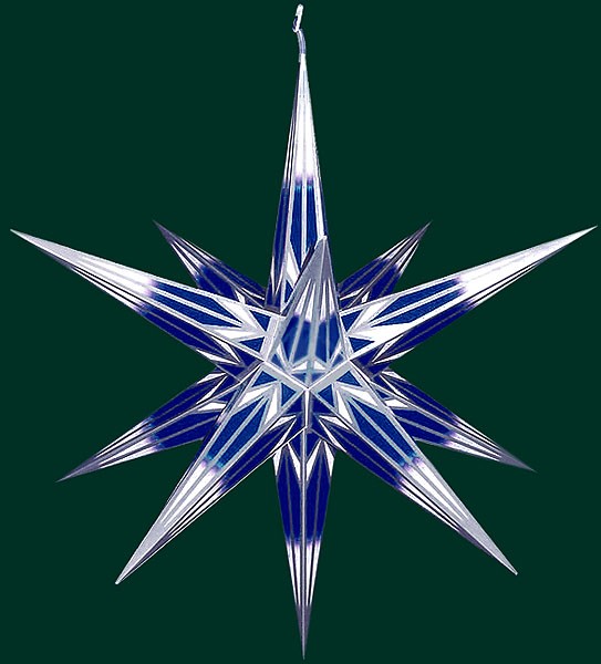 Haßlauer Advent-Außenstern, blau/weiß mit Silbermuster, 75cm Haßlauer Advent-Außenstern, blau/weiß mit Silbermuster, 75cm