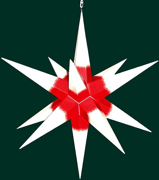 Haßlauer Advent-Außenstern, weiß mit rotem Kern, 75cm