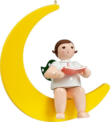 Ellmann großer Engel auf Mond mit Buch - hängend, ohne Krone Ellmann großer Engel auf Mond mit Buch - hängend, ohne Krone