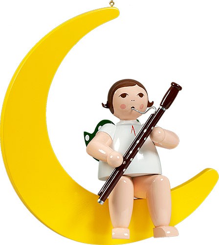 Ellmann großer Engel auf Mond mit Fagott - hängend, ohne Krone Ellmann großer Engel auf Mond mit Fagott - hängend, ohne Krone