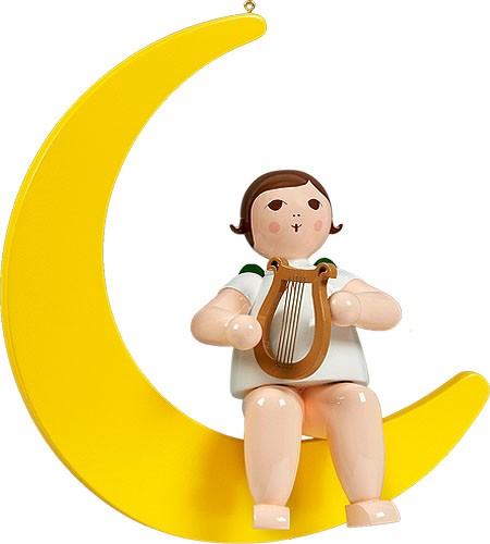 Ellmann großer Engel auf Mond mit Harfe - hängend, ohne Krone Ellmann großer Engel auf Mond mit Harfe - hängend, ohne Krone