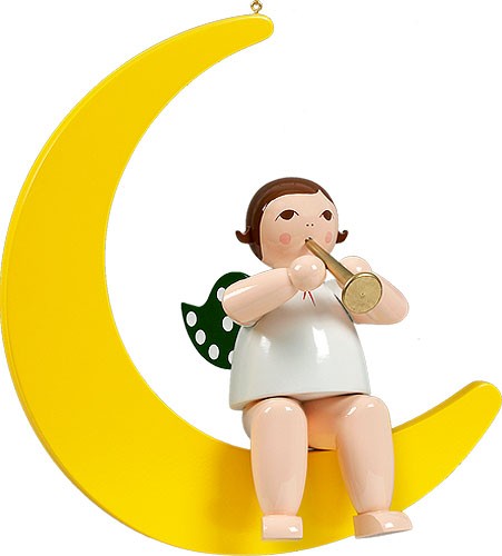 Ellmann großer Engel auf Mond mit Trompete - hängend, ohne Krone Ellmann großer Engel auf Mond mit Trompete - hängend, ohne Krone