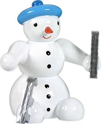 Ellmann Schneemann, sitzend - mit Schlittschuh