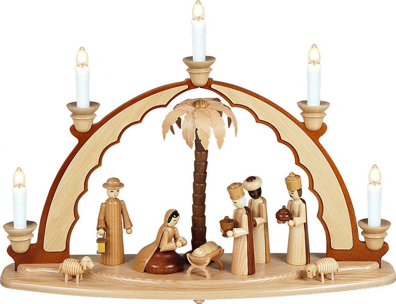 Ellmann Schwibbogen mit Beleuchtung - Christi Geburt / natur Ellmann Schwibbogen mit Beleuchtung - Christi Geburt / natur