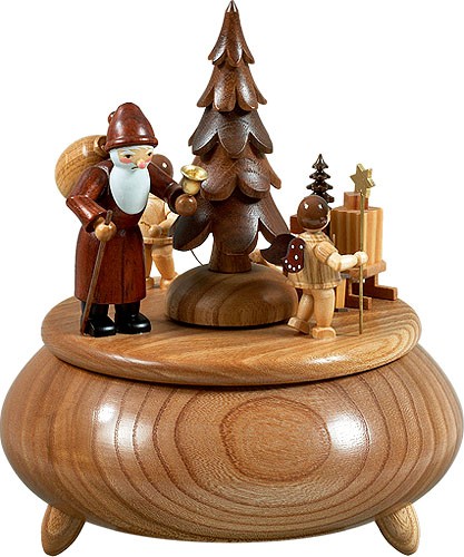 Ellmann Spieldose - Weihnachtsmann, 2 Engel mit Schlitten natur Ellmann Spieldose - Weihnachtsmann, 2 Engel mit Schlitten natur
