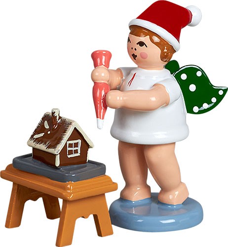 Ellmann Weihnachtsengel mit Tortenspritze und Pfefferkuchenhaus, mit Mütze Ellmann Weihnachtsengel mit Tortenspritze und Pfefferkuchenhaus, mit Mütze