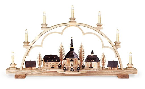Kleinkunst Müller Schwibbogen Seiffener Dorf mittelgroß, natur LED Kleinkunst Müller Schwibbogen Seiffener Dorf mittelgroß, natur LED