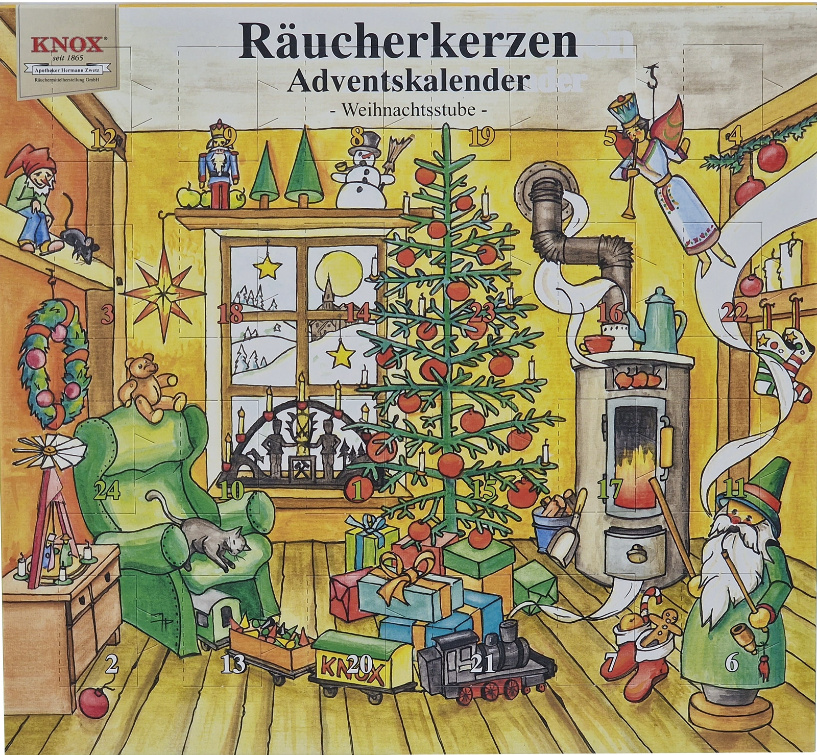 KNOX Räucherkerzen-Adventskalender 2023 - Motiv Weihnachtsstube KNOX Räucherkerzen-Adventskalender 2023 - Motiv Weihnachtsstube