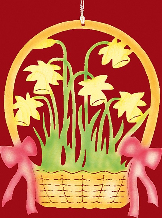 Taulin Fensterbild Ostern Narzissenkorb - farbig Taulin Fensterbild Ostern Narzissenkorb - farbig