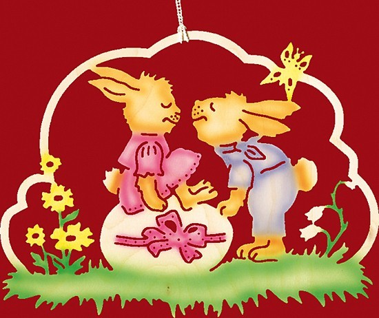 Taulin Fensterbild Ostern Hasenliebespaar - farbig Taulin Fensterbild Ostern Hasenliebespaar - farbig