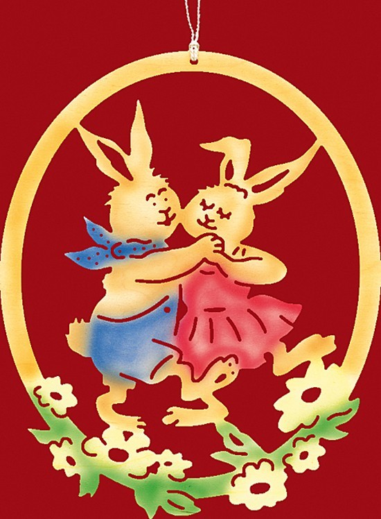 Taulin Fensterbild Ostern Hasentanz - farbig Taulin Fensterbild Ostern Hasentanz - farbig