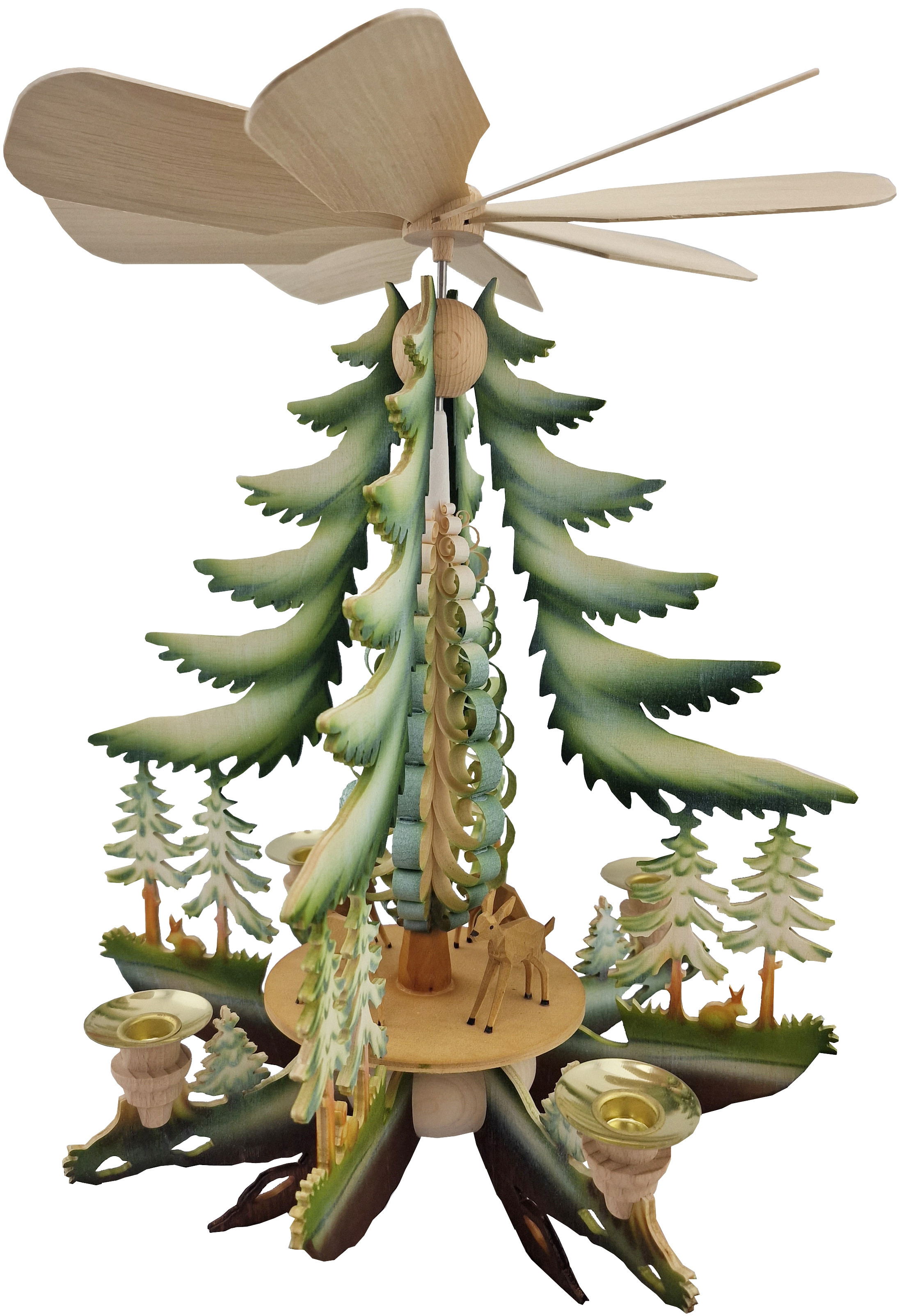 Taulin Kleine Pyramide, geschnitzte Rehe - farbig Taulin Kleine Pyramide, geschnitzte Rehe - farbig