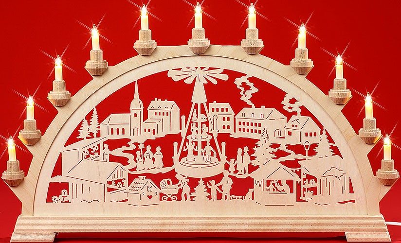 Taulin Schwibbogen Weihnachtsmarkt mit Pyramide Taulin Schwibbogen Weihnachtsmarkt mit Pyramide