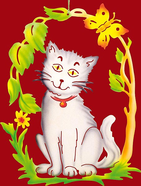 Taulin Fensterbild Katze farbig Taulin Fensterbild Katze farbig