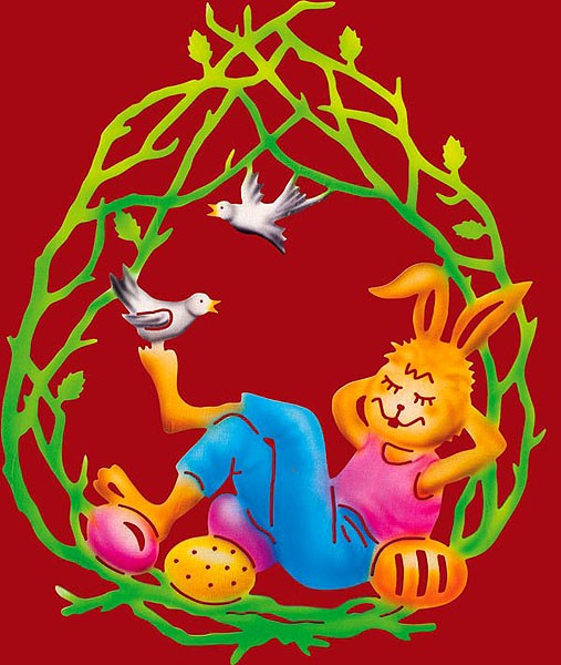 Taulin Fensterbild Ostern Schlummerhase - farbig Taulin Fensterbild Ostern Schlummerhase - farbig