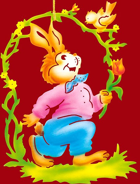 Taulin Fensterbild Ostern Schmunzelhase - farbig Taulin Fensterbild Ostern Schmunzelhase - farbig