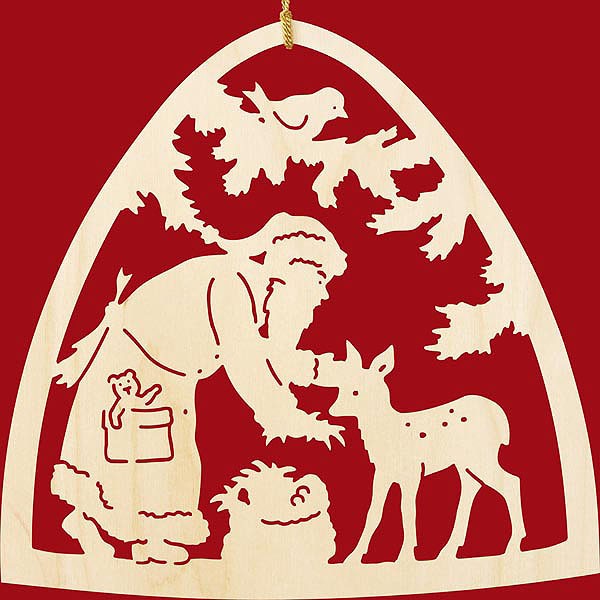 Taulin Fensterbild Weihnachtsmann mit Reh Taulin Fensterbild Weihnachtsmann mit Reh