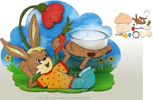 Drechslerei Kuhnert Bastelset Teelichthalter Osterhase liegend Drechslerei Kuhnert Bastelset Teelichthalter Osterhase liegend
