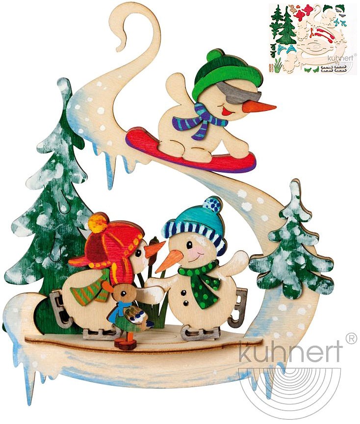 Drechslerei Kuhnert Bastelset Fensterbild Schneemann Sportler 3D Drechslerei Kuhnert Bastelset Fensterbild Schneemann Sportler 3D