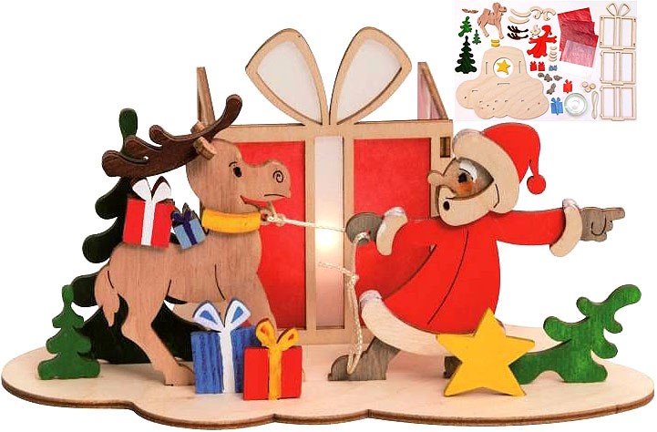 Drechslerei Kuhnert Bastelset Teelichthalter Weihnachtsmann mit Elch Drechslerei Kuhnert Bastelset Teelichthalter Weihnachtsmann mit Elch
