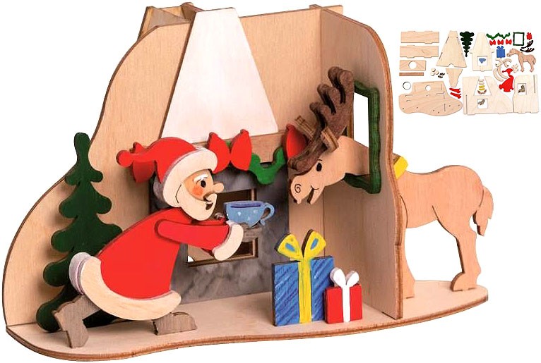 Drechslerei Kuhnert Bastelset Rauchhaus Weihnachtsmann mit Elch Drechslerei Kuhnert Bastelset Rauchhaus Weihnachtsmann mit Elch
