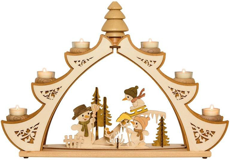 Drechslerei Kuhnert Bastelset Lichterbogen mit Motiv Schneemann Drechslerei Kuhnert Bastelset Lichterbogen mit Motiv Schneemann