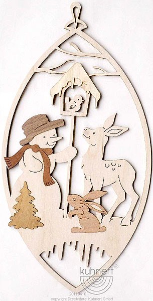 Drechslerei Kuhnert Fensterbild Schneemann & Reh Drechslerei Kuhnert Fensterbild Schneemann & Reh