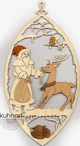 Drechslerei Kuhnert Fensterbild Weihnachtsmann mit Rentier Drechslerei Kuhnert Fensterbild Weihnachtsmann mit Rentier