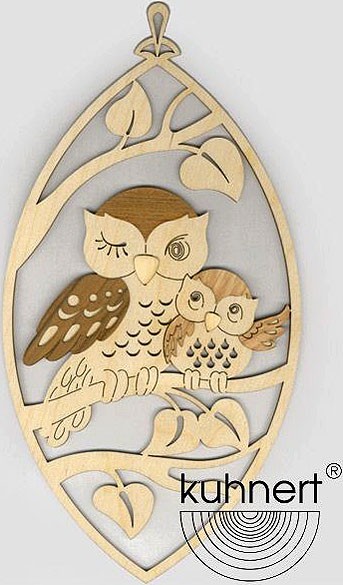 Drechslerei Kuhnert Fensterbild Eule, oval Drechslerei Kuhnert Fensterbild Eule, oval