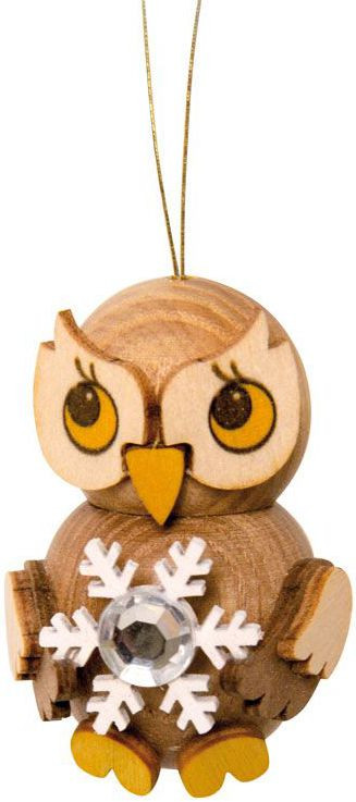 Drechslerei Kuhnert Baumbehang Eulenkind mit Schneekristall Drechslerei Kuhnert Baumbehang Eulenkind mit Schneekristall