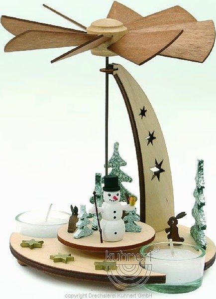 Drechslerei Kuhnert Teelichtpyramide Schneemann, natur Drechslerei Kuhnert Teelichtpyramide Schneemann, natur