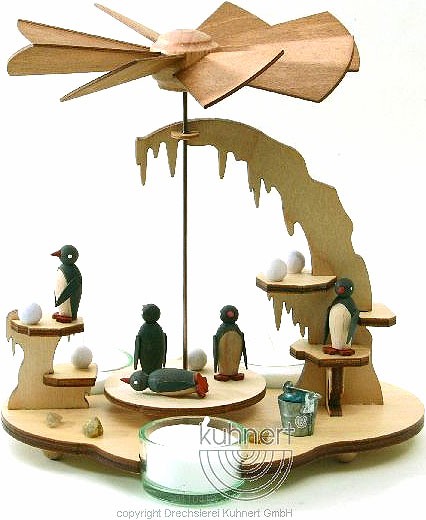 Drechslerei Kuhnert Teelichtpyramide Pinguin, natur