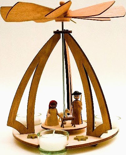 Drechslerei Kuhnert Teelichtpyramide Bogen mit Krippe Drechslerei Kuhnert Teelichtpyramide Bogen mit Krippe