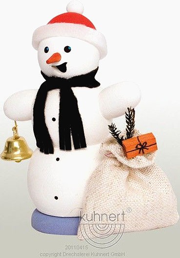 Drechslerei Kuhnert Räuchermann Schneemann mit Geschenkesack Drechslerei Kuhnert Räuchermann Schneemann mit Geschenkesack
