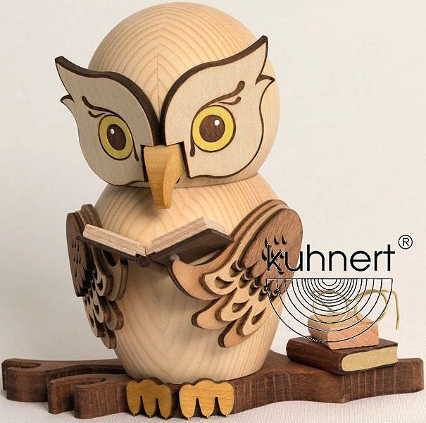 Drechslerei Kuhnert Räucherfigur Eule mit Büchern Drechslerei Kuhnert Räucherfigur Eule mit Büchern
