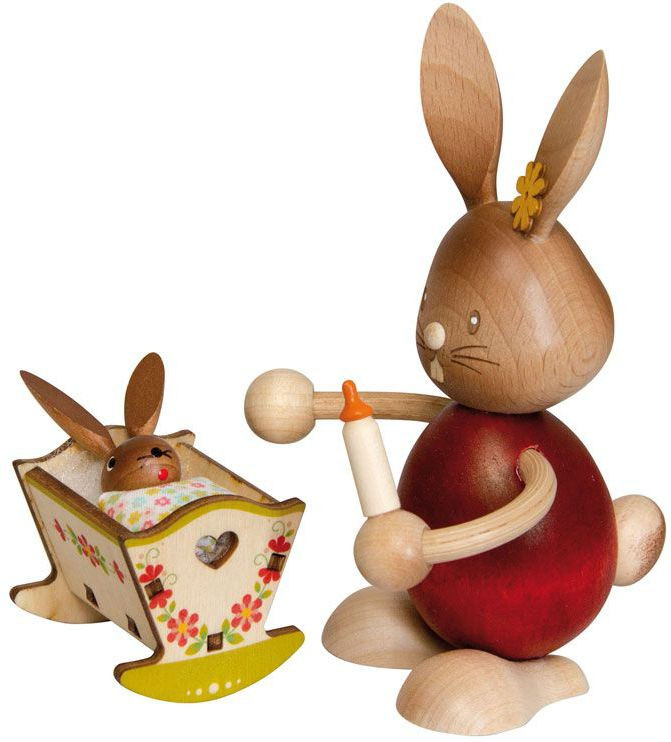 Drechslerei Kuhnert Stupsi Hase mit Wiege Drechslerei Kuhnert Stupsi Hase mit Wiege