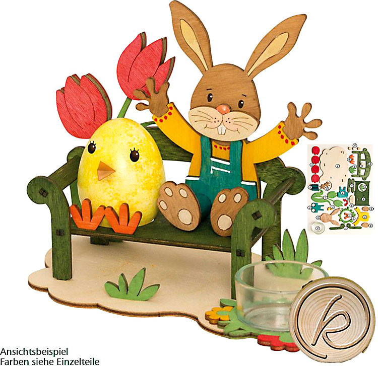 Drechslerei Kuhnert Bastelset Osterbank mit Hase Drechslerei Kuhnert Bastelset Osterbank mit Hase